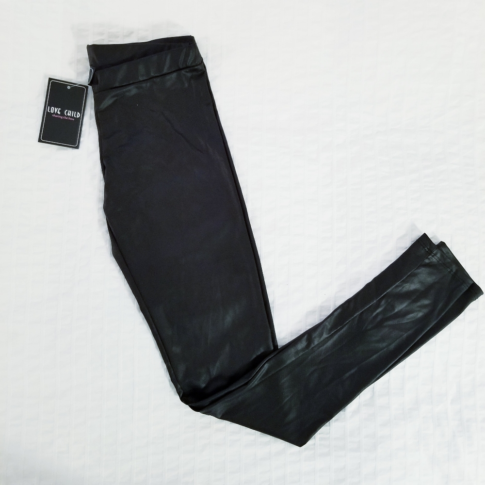 NWT I Black Faux Leather Leggings